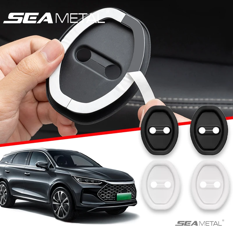SEAMETAL 4 stuks Deurslot Siliconen Beschermhoes Auto Deurslot Buffer Demping Seal Pad Deadener Schokdemper Auto Accessoires