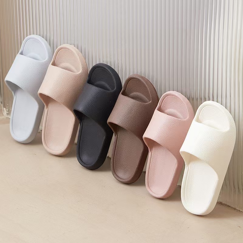 ผู้หญิงรองเท้าแตะชายหาดสีทึบ Mens หนาในร่มห้องน้ํา Anti SLIP รองเท้าฤดูร้อนรองเท้าแตะคู่