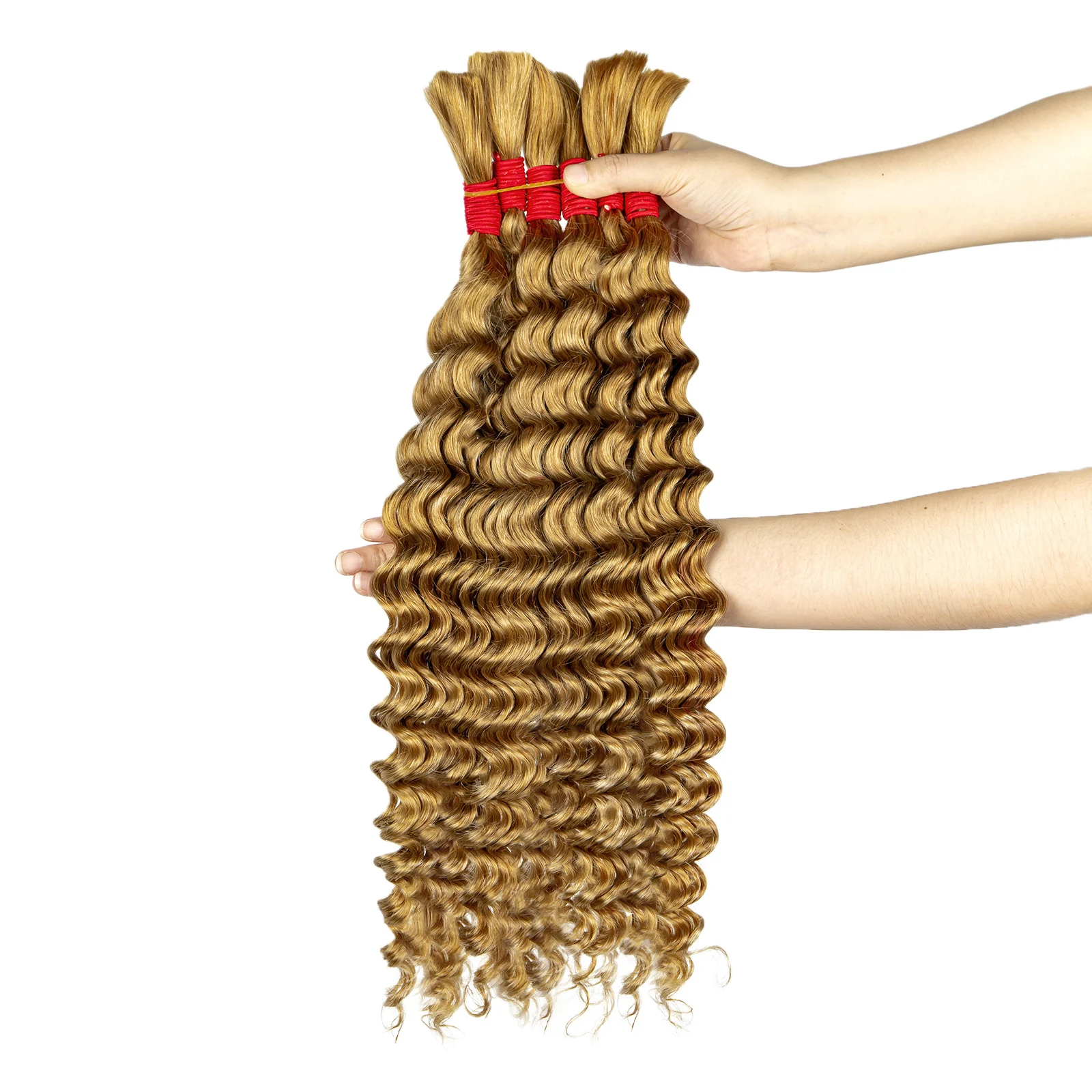 27 # Honey Ombre Deep Wave Bulk Cabelo Humano para Boho Braids Wet and Wavy Traiding Extensões de cabelo Curly Bulk Hair for Traiding