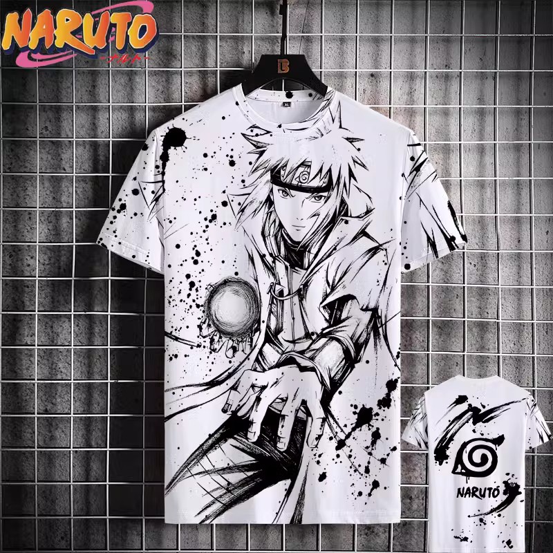 MINISO Naruto męska koszulka japońskie anime 3D drukuje Casual koszulki z krótkim rękawem Street odzież oversize moda koszulki z motywem kreskówkowym