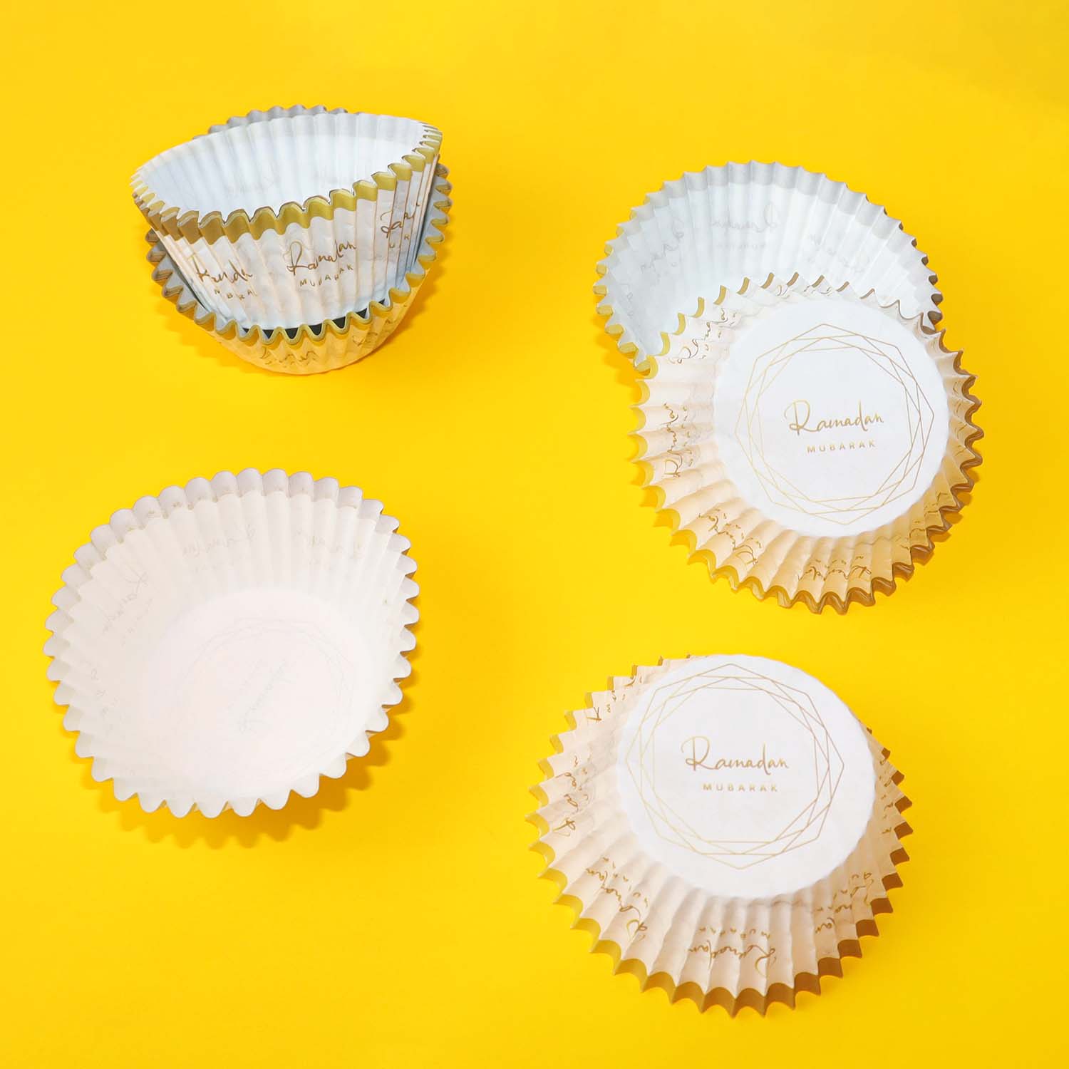 50pcs/set Eid Mubarak Cupcake Paper Cups Ramadan Mubarak Cake Wrapper Baking Tray Islam Muslim Party Supplies Ramadan Decoration