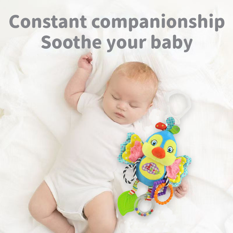 Jouet de cloche d'anneau d'animal doux pour enfants, compagnon de sommeil pour bébé, jouets de dessin animé, prise de doigt d'exercice, longue durée