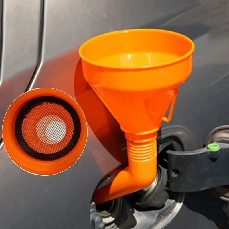 Embudo de combustible automotriz flexible multifuncional, herramienta de cambio de aceite y repostaje a prueba de derrames con boca ancha y mango, 1 ud.