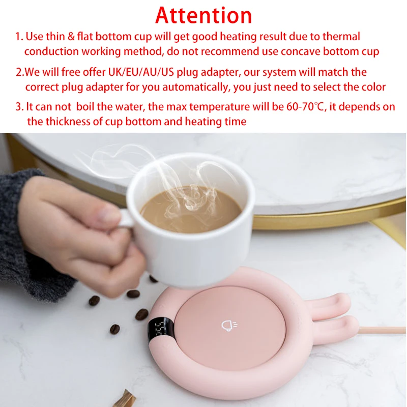 Nuevo calentador de tazas de café, posavasos con calefacción eléctrica para el hogar y la Oficina, calentador de tazas de té ajustable con 3 temperaturas, regalo de cumpleaños y Navidad