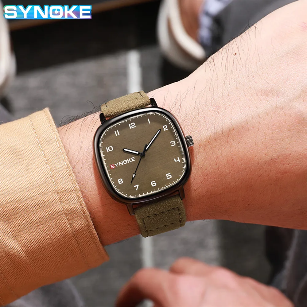 Synoke männer quarzuhr mode einfache business gürtel quarz uhr für männer uhr student armbanduhr sport nicht mechanisch