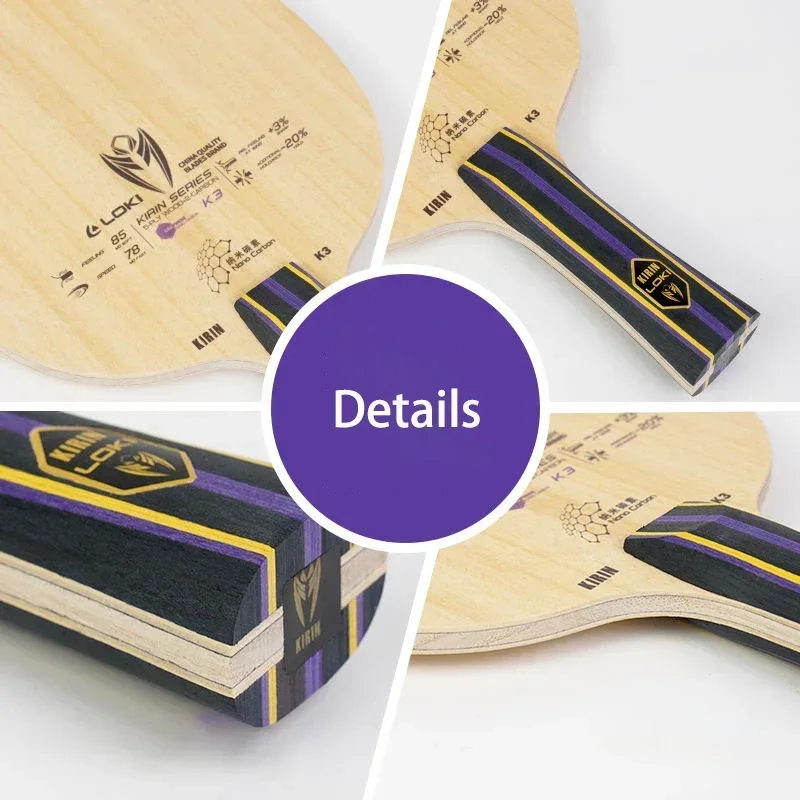 Original LOKI Kirin K3 hoja de tenis de mesa 5 madera 2 paleta de Ping Pong de carbono entrenamiento para principiantes raqueta de Ping Pong apagada + con bolsa Loki