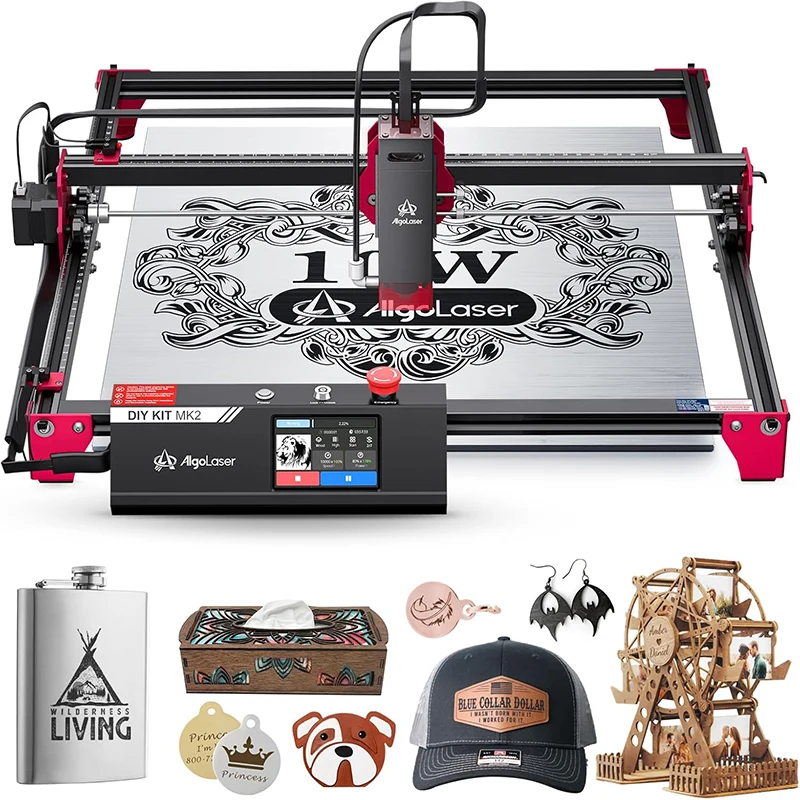 Algolaser DIY mesa 40*43cm CNC cortador láser grabador 3,5 "pantalla táctil teléfono y WiFi Metal madera CNC máquina de grabado de corte láser