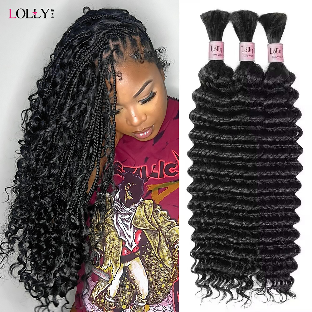 Onda profunda do cabelo humano em massa para trança encaracolado profundo sem trama extensões de cabelo remy brasileiro 100 gramas 100% cabelo humano brasileiro