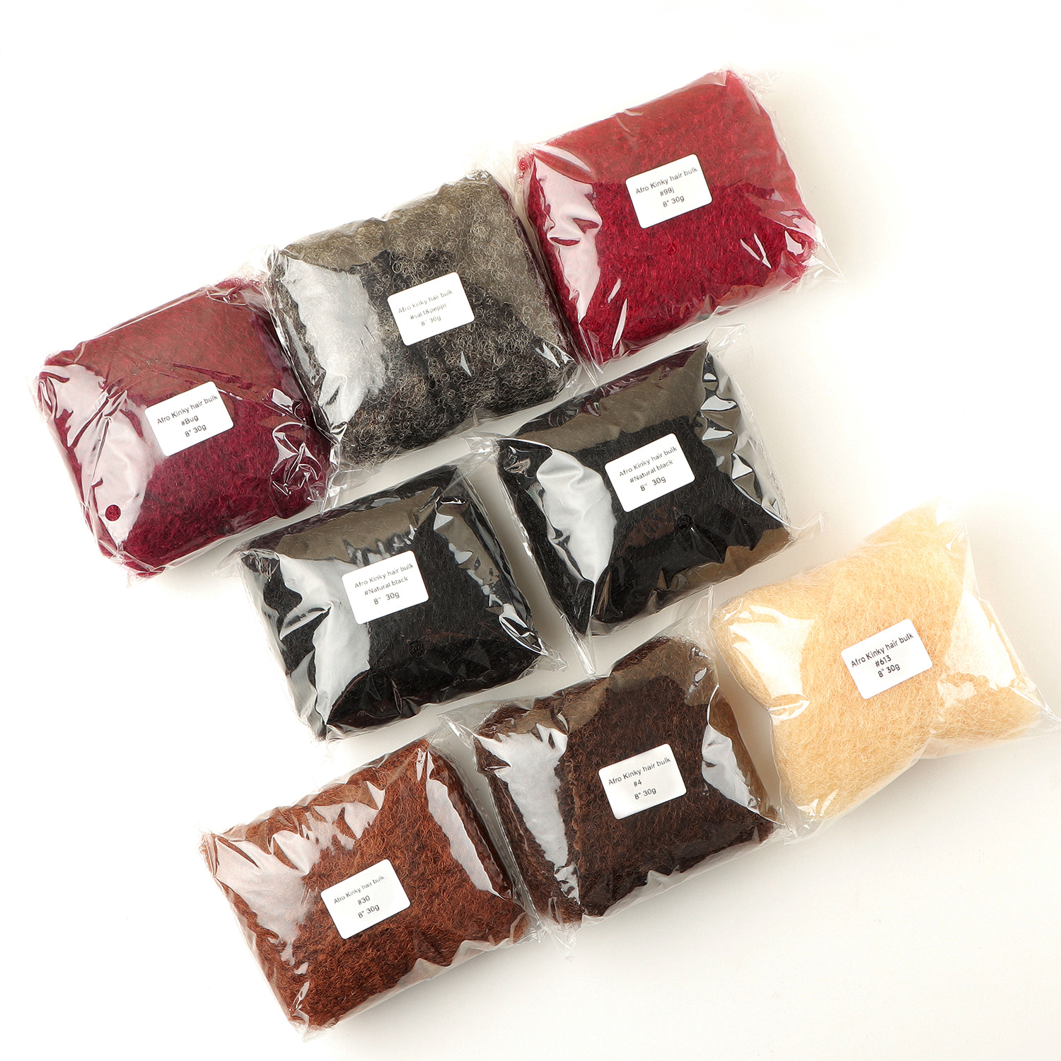 アフロ-ドレッドヘア,人間の髪の毛,自然な色,元の色,編み込み用,1パック,30g, 1個