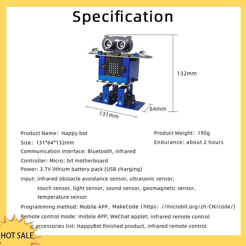 A66Z Happybot Programmierauto +XR Scratch Biped Walking Dance Music Micro:Bit Motherboard APP