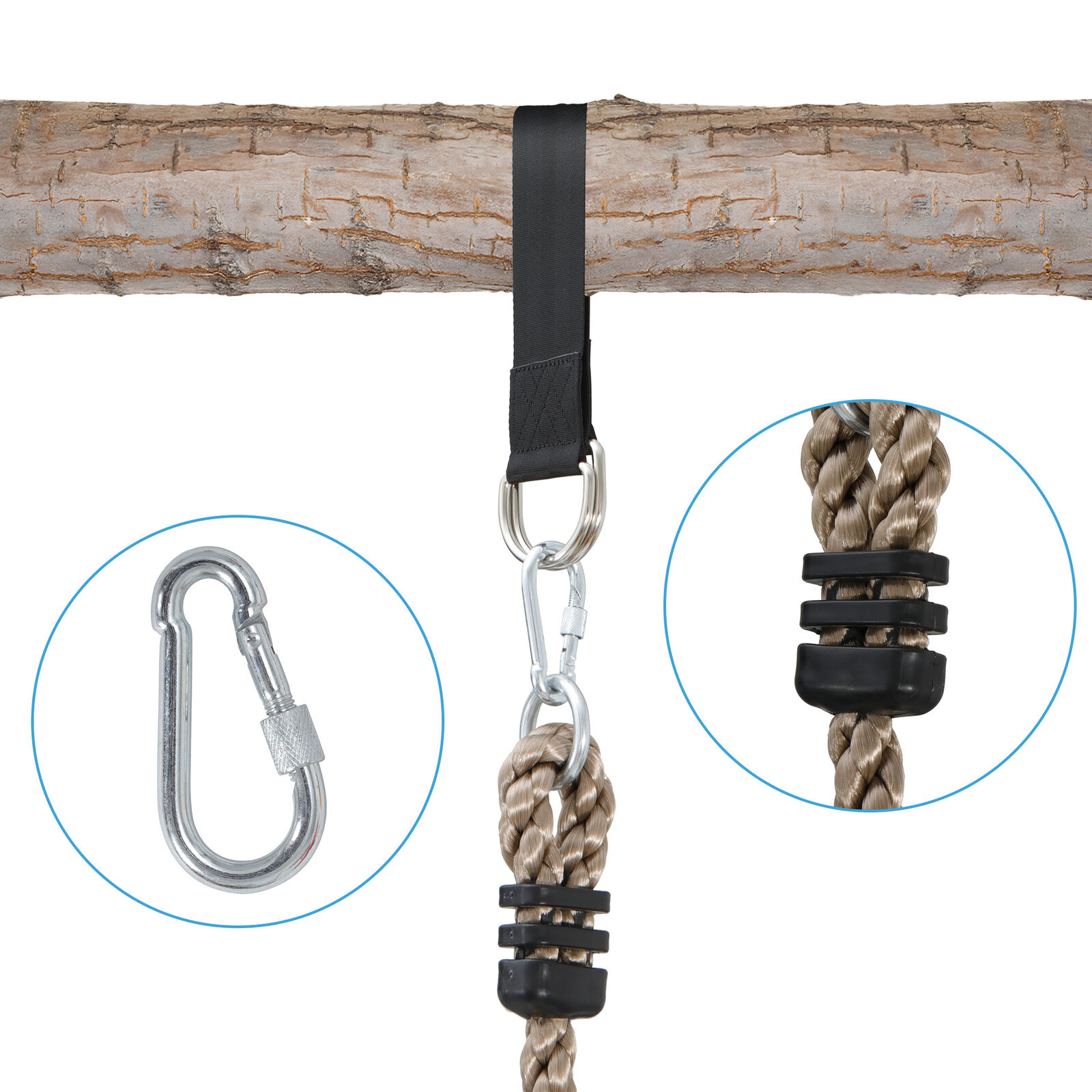 Columpios de árbol de calle de jardín al aire libre para niños, columpios suspendidos, cuerda de escalada con plataformas, asiento de Silla, columpios de enchufe