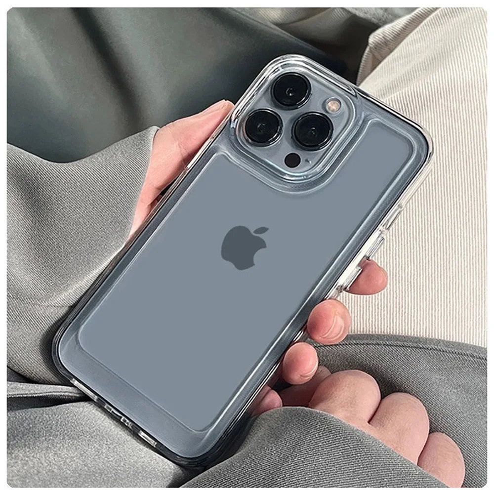 Transparent Shockproof Case For iPhone 15 14 13 12 11 16 Pro Max Plus X XR XS 8 7 SE 2020 2022 Luxury Soft Silicone Back Cover