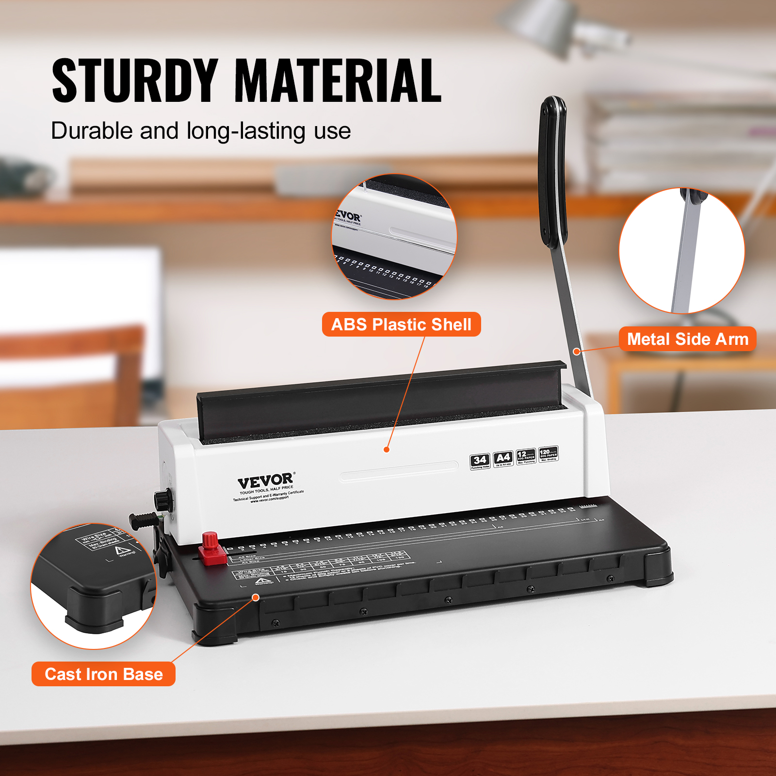 SucceBuy Spiralbindemaschine für Spulen, manueller Buchmacher, 34-Loch-Bindung, 120 Blatt, Stanzbinder, verstellbare Spulenbindungsschrauben