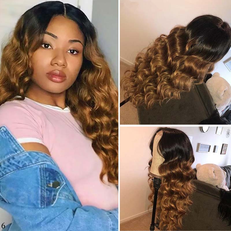 Ombre Echthaar Perücke Körper Welle Spitze Front Perücke 13x4 Echthaar Spitze Frontal Perücken Ombre Honig blonde Spitze Front Perücke 180% Brasilianer