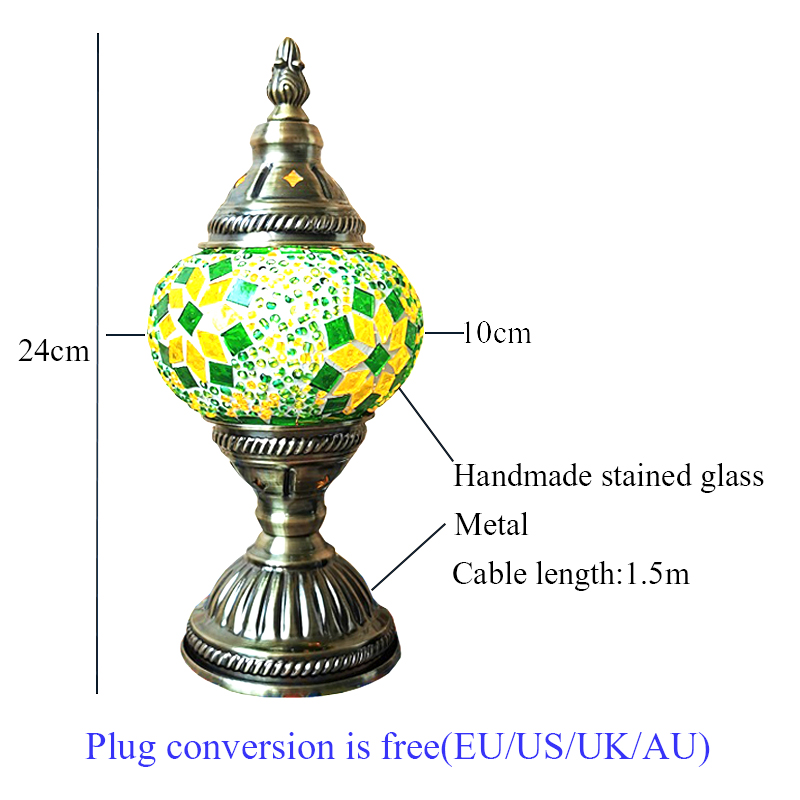 Handmade Table Lamp Turkish Stained Glass Lampshade Art Vintage Romantic Mosaic Desktop Decorative Lights Nightstand Night Light