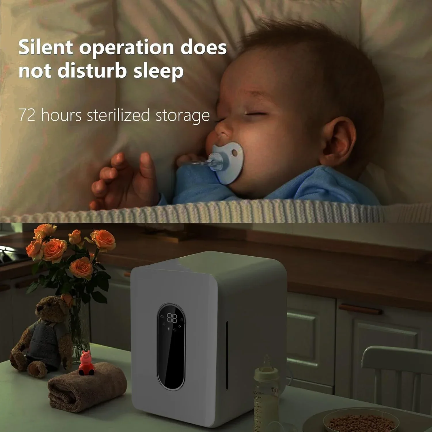 赤ちゃん用の授乳用ボトル,UVライト,乾燥機,家族全員用のUV-Cランプ,大容量,タッチコントロール付き