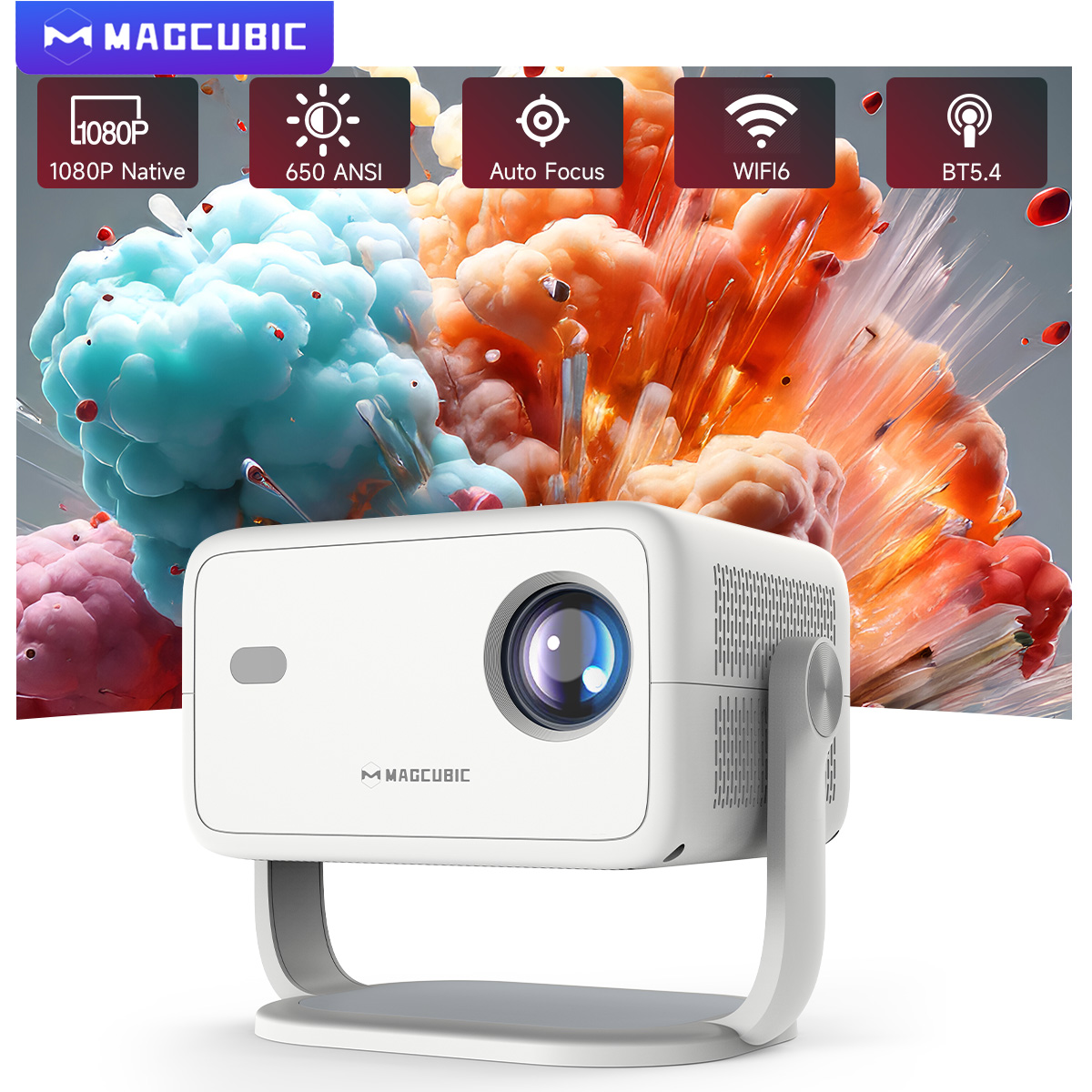 Proyector Magcubic L018 nativo 1080P 650ANSI 4K Android11 con enfoque de corrección automática Keystone Wifi6 BT5.2 película portátil al aire libre