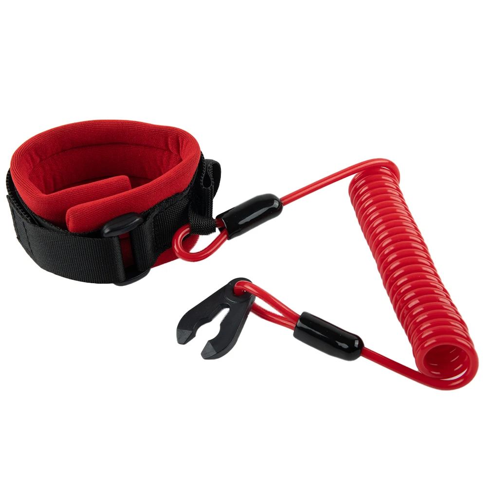 1 Stück rotes und schwarzes schwimmendes Handgelenkband für Kawasaki Jet Ski, langlebiges PU-Kabel mit Aluminiumlegierungsschnalle MPN: 92072-3809, 92072-3816