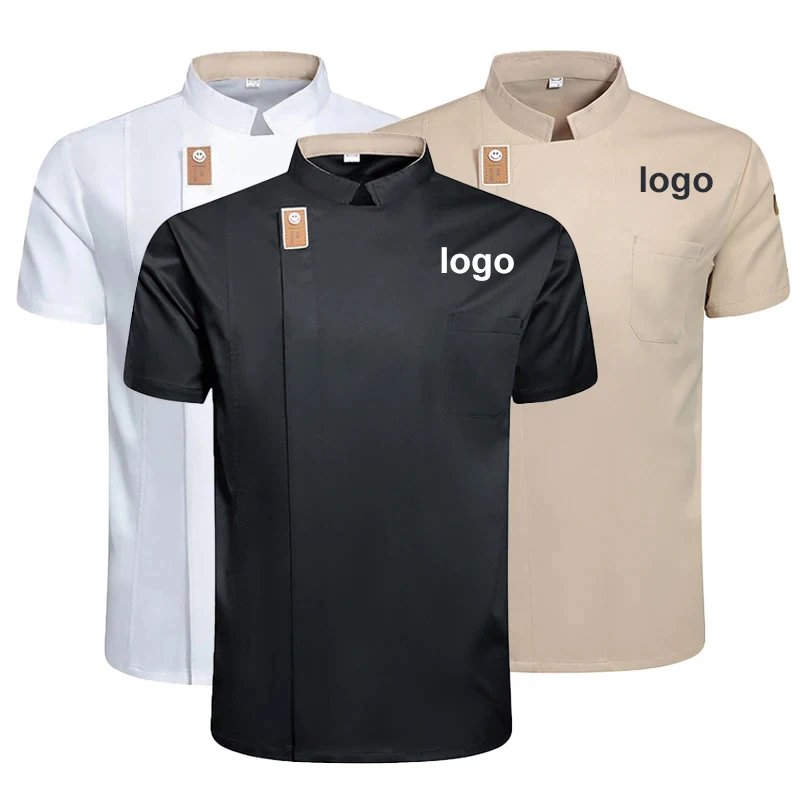 Angepasstes Logo Unisex Kochjacke Sommer Küchenhemden Hotel Restaurant Kellneruniformen Bäckerei Catering Arbeit Kochkleidung
