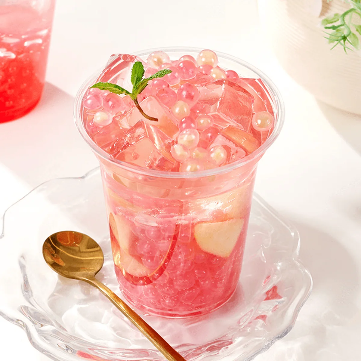 [5Packs] ZHANYI Exploding Peach Pearls , Peach Boba Pearls , 10.58 oz*5Packs