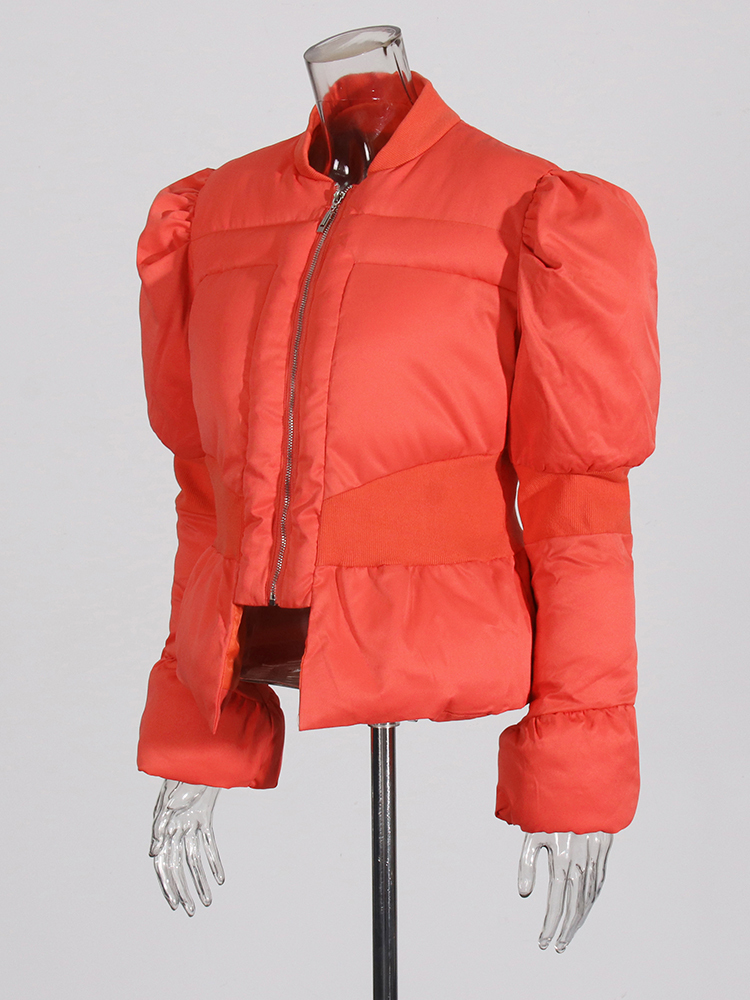 TWOTWINSTYLE Solide Abnehmen Mäntel Für Frauen Stehen Kragen Flare Hülse Patchwork Zipper Minimalistischen Tunika Jacken Weibliche Mode