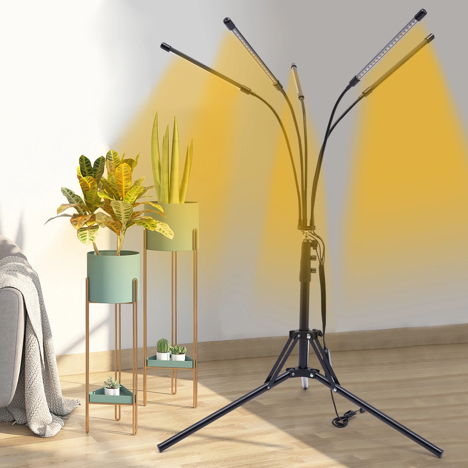 100-240V Tripod With Five-head LED Lamp Set Adapter Clip & Remote Control Effective Supplemental Lighting Fully Featured