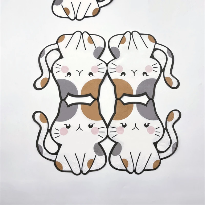 20 шт./упаковка, детские бумажные салфетки с рисунком кошки, 32 х33 см