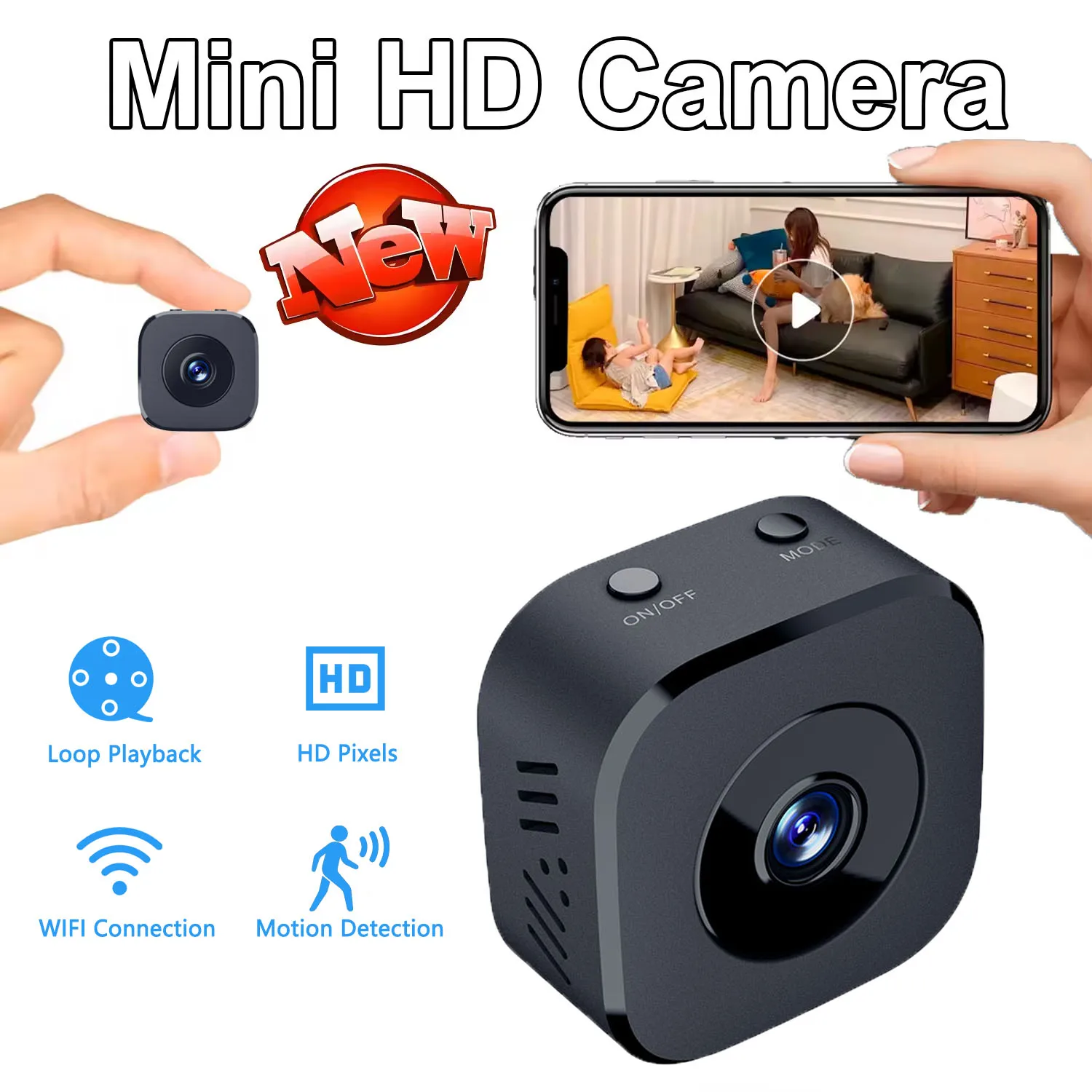 Câmera de segurança 4k mini visão noturna colorida monitor wi-fi de alta definição à prova d'água detecção de movimento vigilância casa inteligente