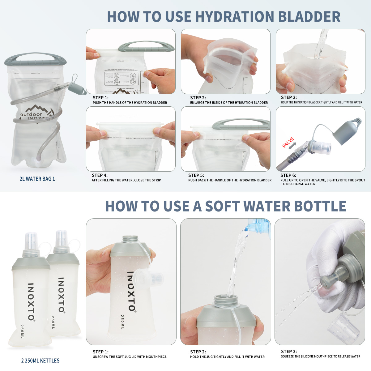 วิ่ง Hydrating กระเป๋าเป้สะพายหลัง8L,ขี่จักรยาน Hydrating กระเป๋าเป้สะพายหลังเดินป่ามาราธอน Hydrating,2L กระเป๋าน้ำ250ML กระบอกน้ำ