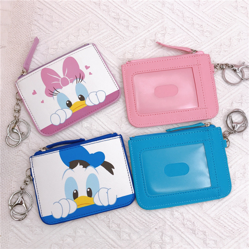 Disney Mickey Minnie Maus Karten halter Donald Daisy Ente Pu Leder Münz geldbörse Karten tasche Mini ID Karten halter Clutch Brieftasche