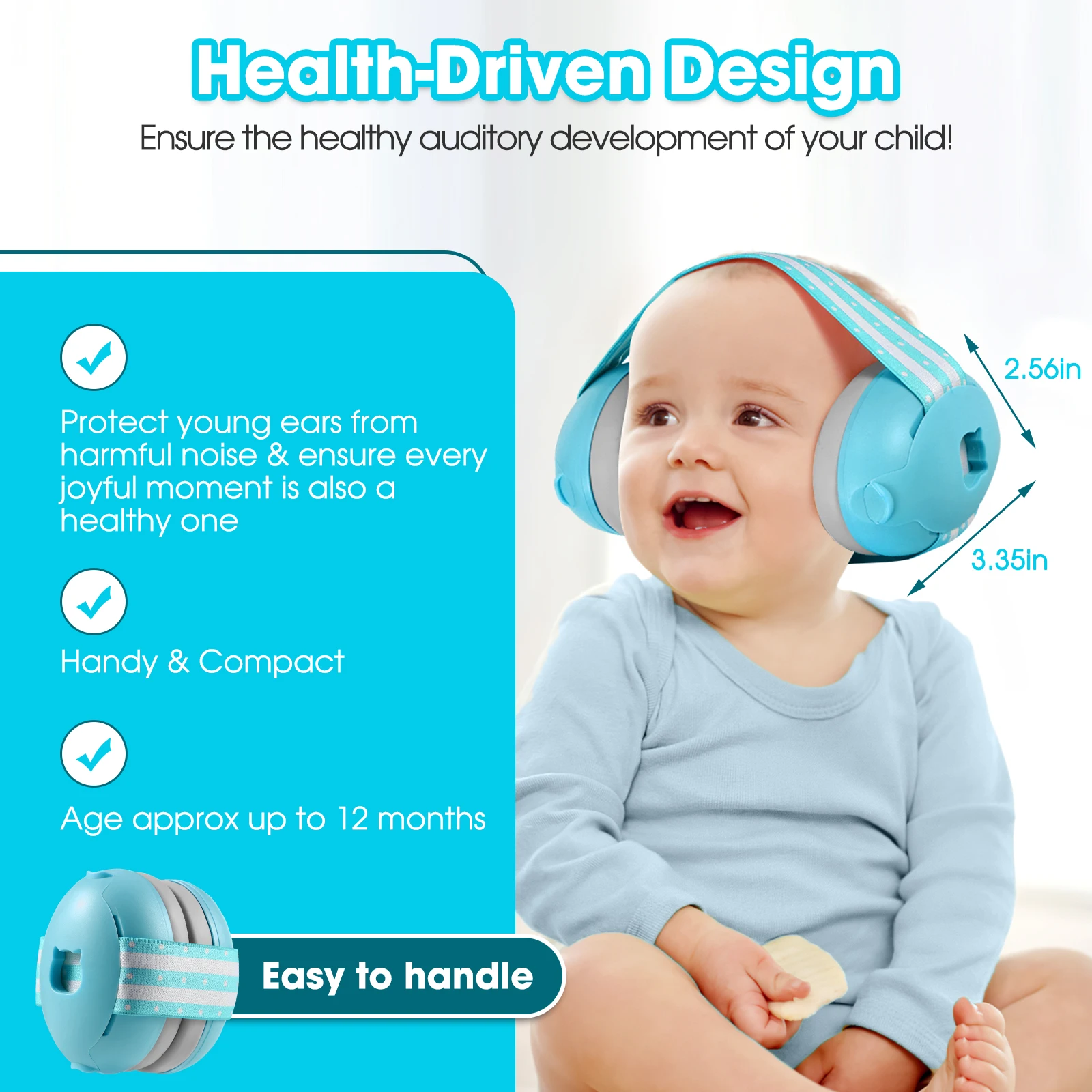 Cuffie antirumore per neonati con cancellazione del rumore, design morbido e imbottito, cuffie con protezione per le orecchie del bambino con fascia elastica