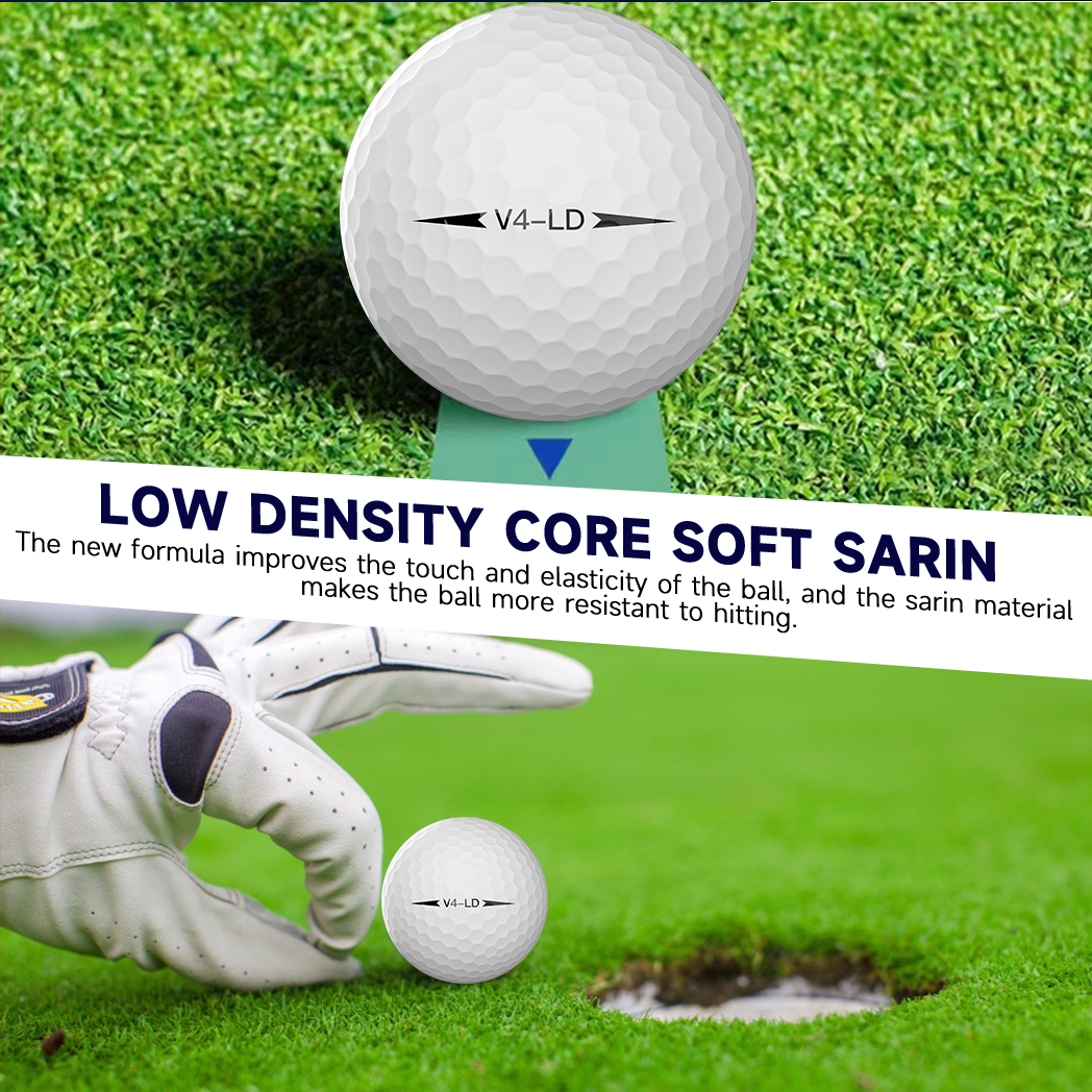 ลูกกอล์ฟ Caiton Pro - 4 ชั้น, DuPont Surlyn, เพิ่ม 30 หลา, ประสิทธิภาพการแข่งขัน, ความรู้สึกที่ยอดเยี่ยม (แพ็ค 12/6/3)