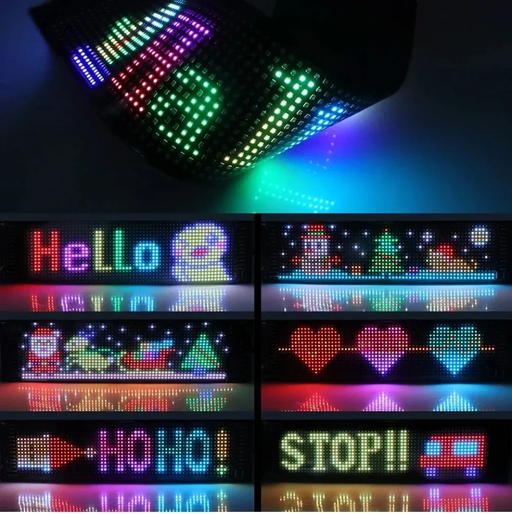 Pantalla de visualización de Panel de píxeles de matriz LED Devil Eye, grafiti de coche RGB Flexible, desplazamiento de texto, animación, tienda, luz de recordatorio, Bluetooth