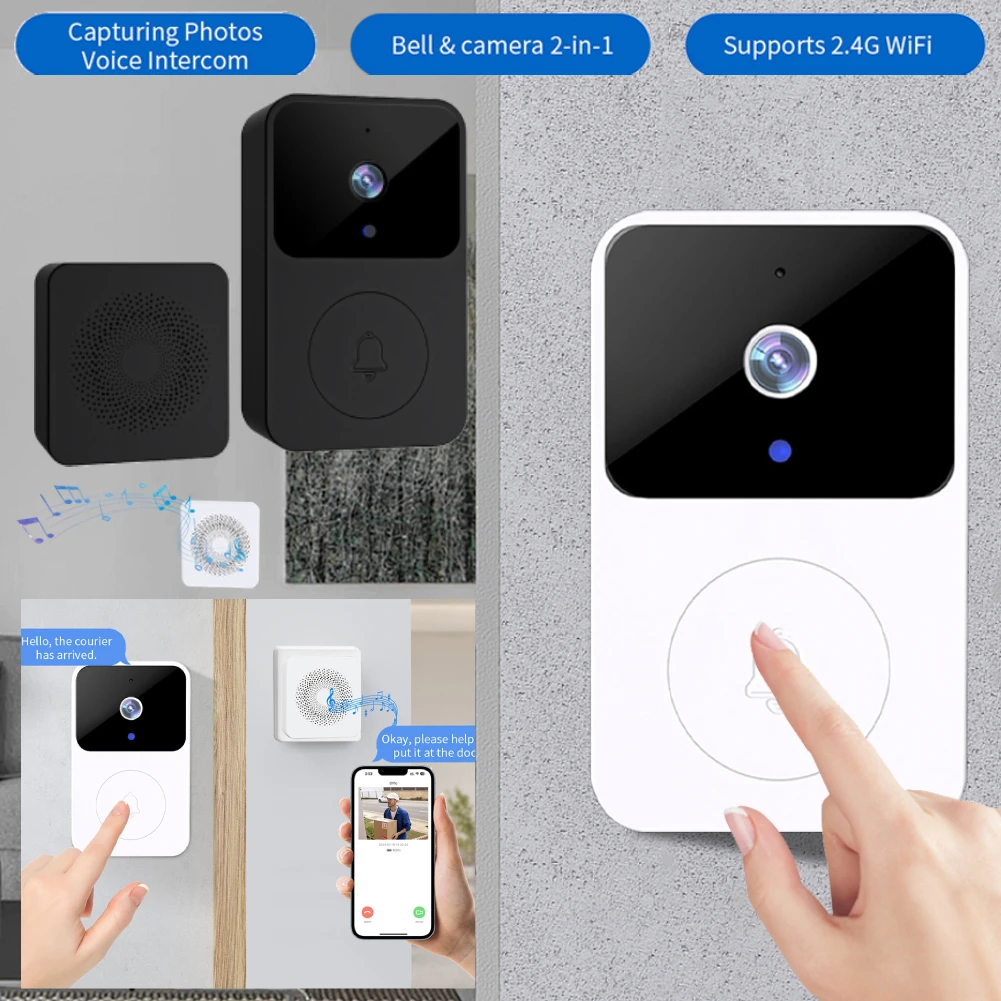 2,4 GHz WiFi Wireless Video Türklingel Kamera Nachtsicht Drahtlose Visuelle Gegensprechanlage Türklingel Zwei-Wege-Gegensprechanlage für die Sicherheit zu Hause