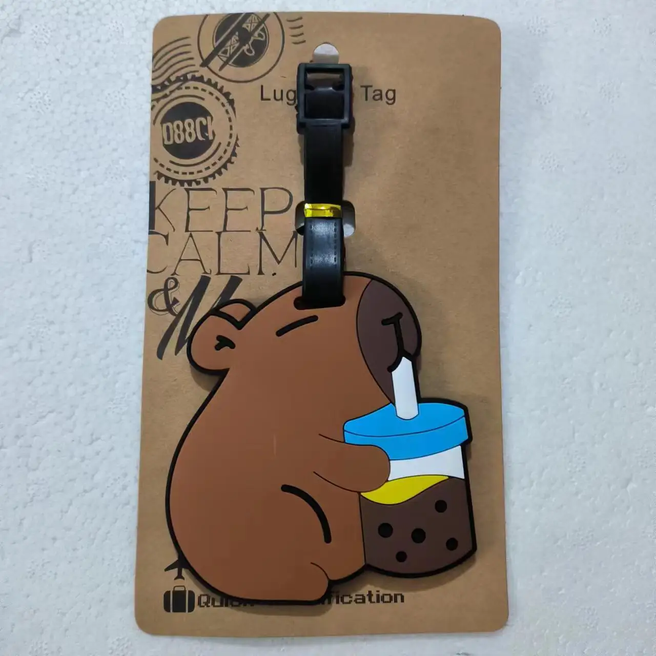 อุปกรณ์เสริมการเดินทางแท็กกระเป๋าการ์ตูน Capybara PVC กระเป๋าเดินทาง ID ผู้ถือที่อยู่ Baggage Boarding Tags แบบพกพาป้าย