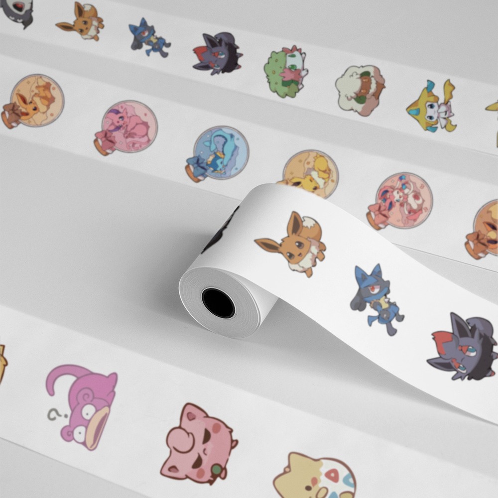 500pcs/Roll 만화 Pokemones 스티커 Kawaii Anime Eevee Diy Pvc 노트북 데칼 장식 Stiker 어린이 보상 장난감 소녀 선물