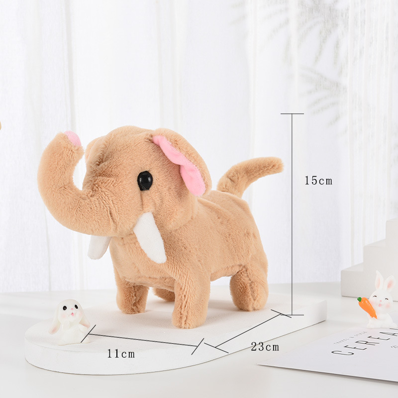 Cute Electric Plush Elephant Children's Simulation Walking Sound Effect Shaking Tail Electronic Pet Children's Plush Doll Gift