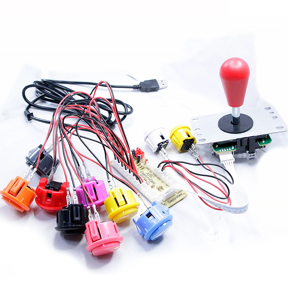 Joystick do gier Zestaw DIY Zero Delay Kontroler USB SANWA 8-drożny joystick 24/30 mm Przyciski do komputera PC, Raspberry Pi