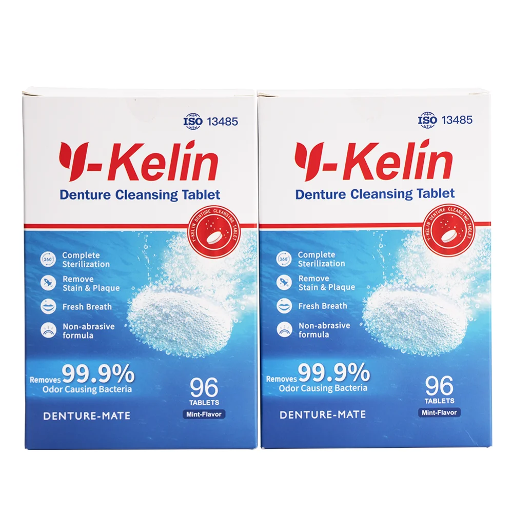 Y-Kelin Denture Cleansing Tablet 30/60/90 Tabs Cleanser Pills Remove Plaque Antibacteria