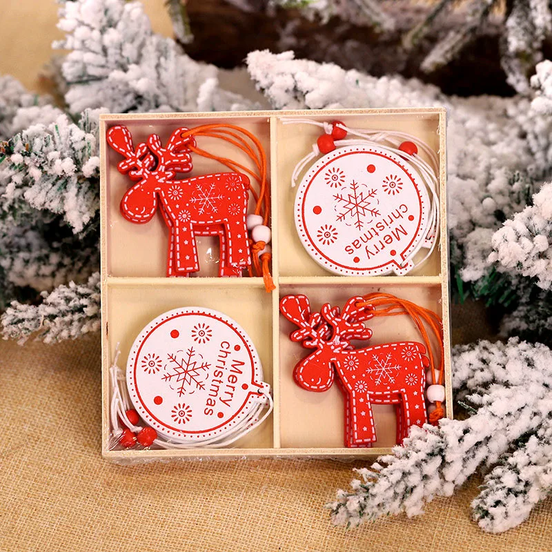 12/9 Chiếc Giáng Sinh Gỗ Mặt Dây Chuyền Bông Tuyết Xmas Cây Treo Đồ Trang Trí Đồ Dùng Trang Trí Giáng Sinh Cho Nhà Navidad Tặng Năm Mới 2023