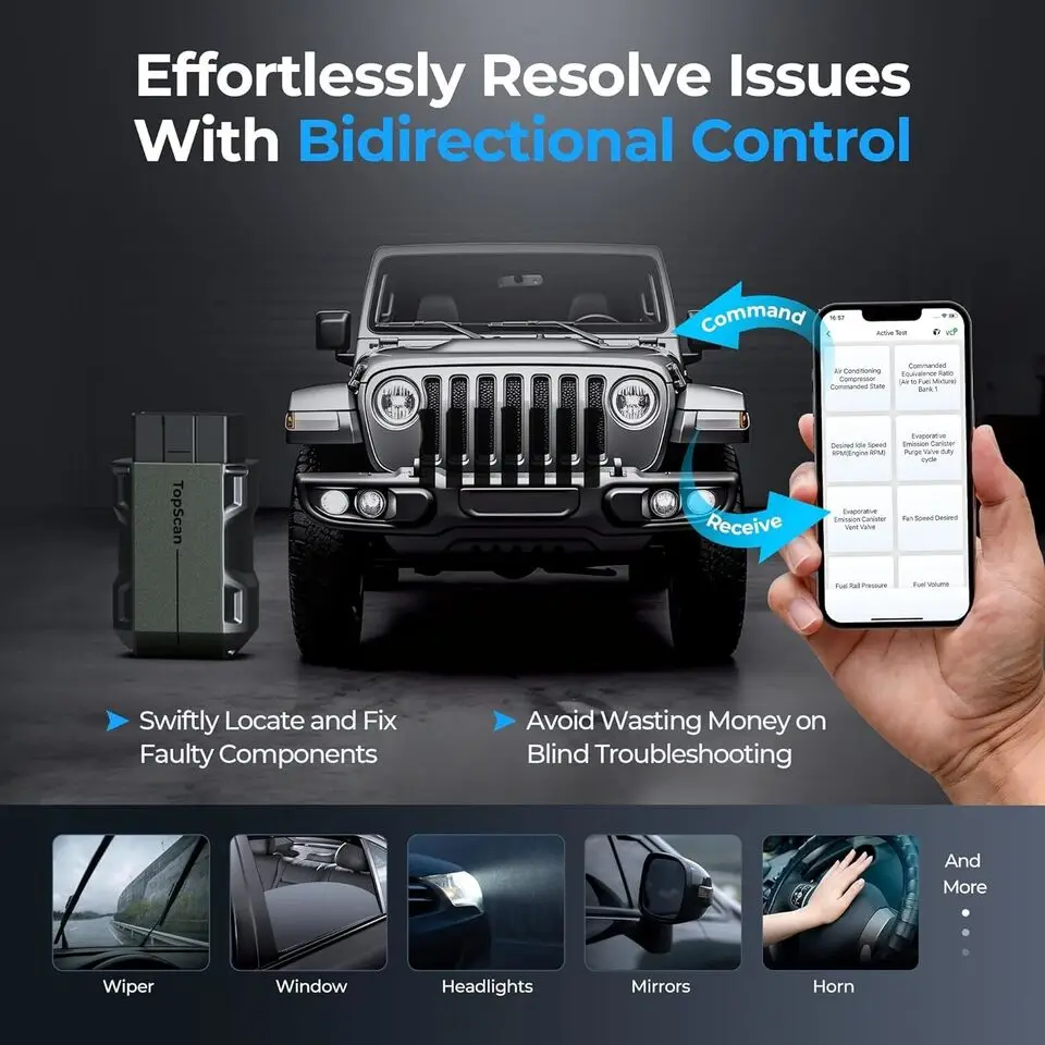 TOPDON TopScan Lite escáner herramienta de diagnóstico inteligente guía de reparación DTC Bluetooth OBD2 lector de código sistema completo prueba activa
