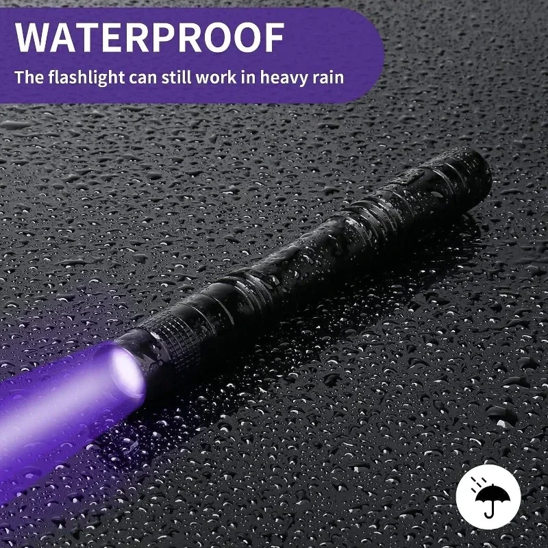 Lanterna uv de 395nm, tocha ultravioleta com clipe de caneta, luz violeta portátil, detector de urina de animal de estimação, lâmpada uv, uso de baterias aaa
