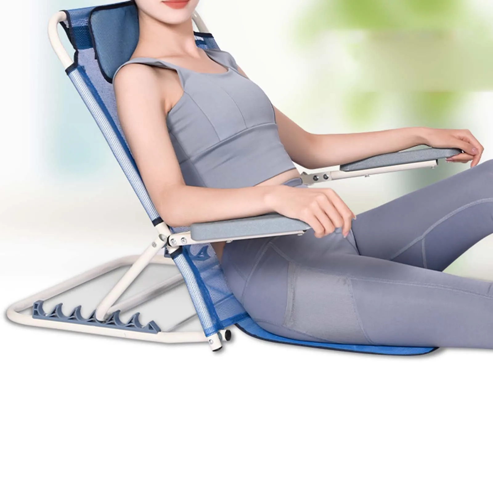 Bed Backrest Folding Lifting Seat with Armrests Low Seat Camping Chairs Back Rest for Park Garden Picnic Bedroom Mountaineering