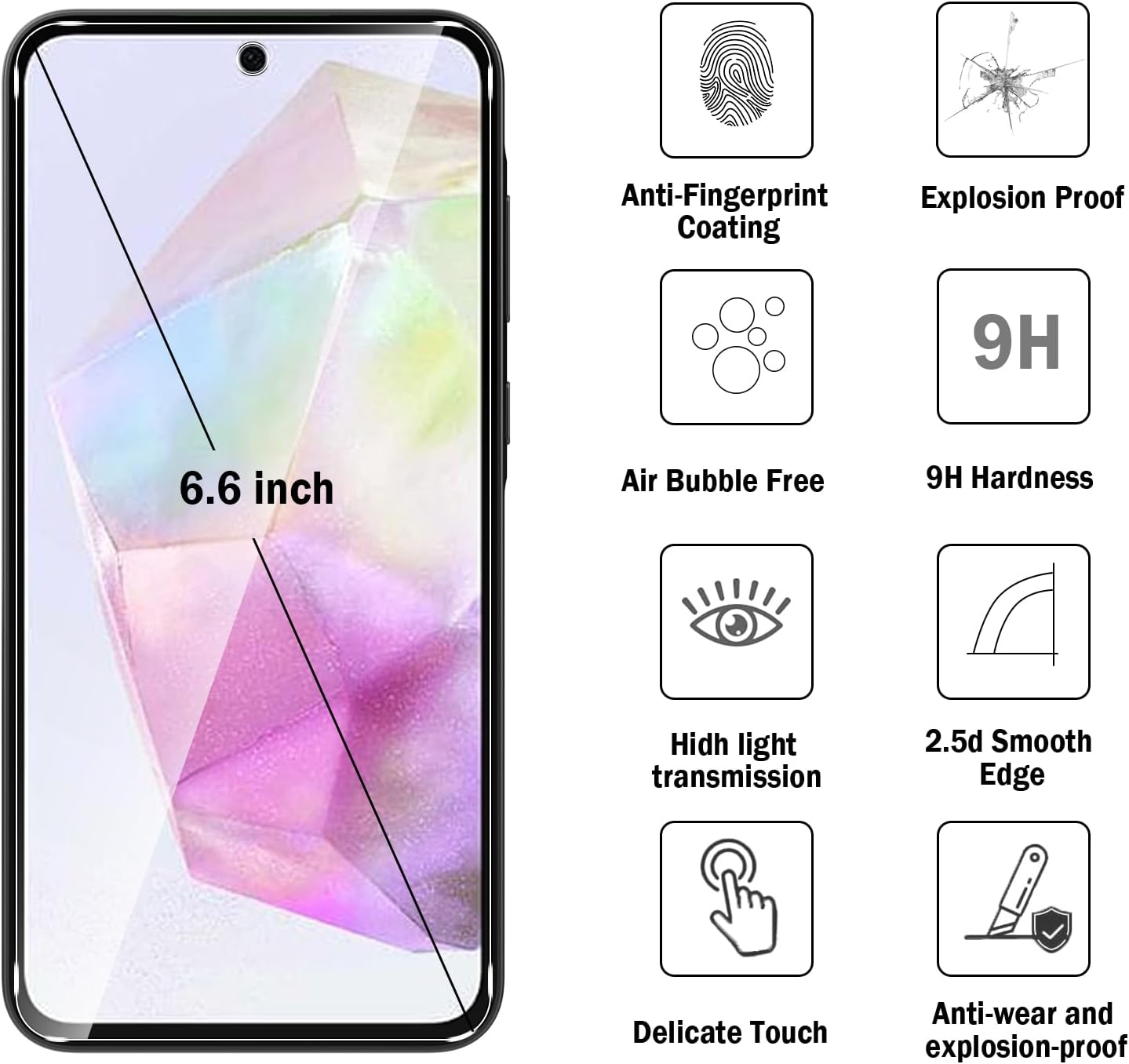 1/4Pcs Protective Tempered Glass For Samsung Galaxy A35 5G Screen Protector