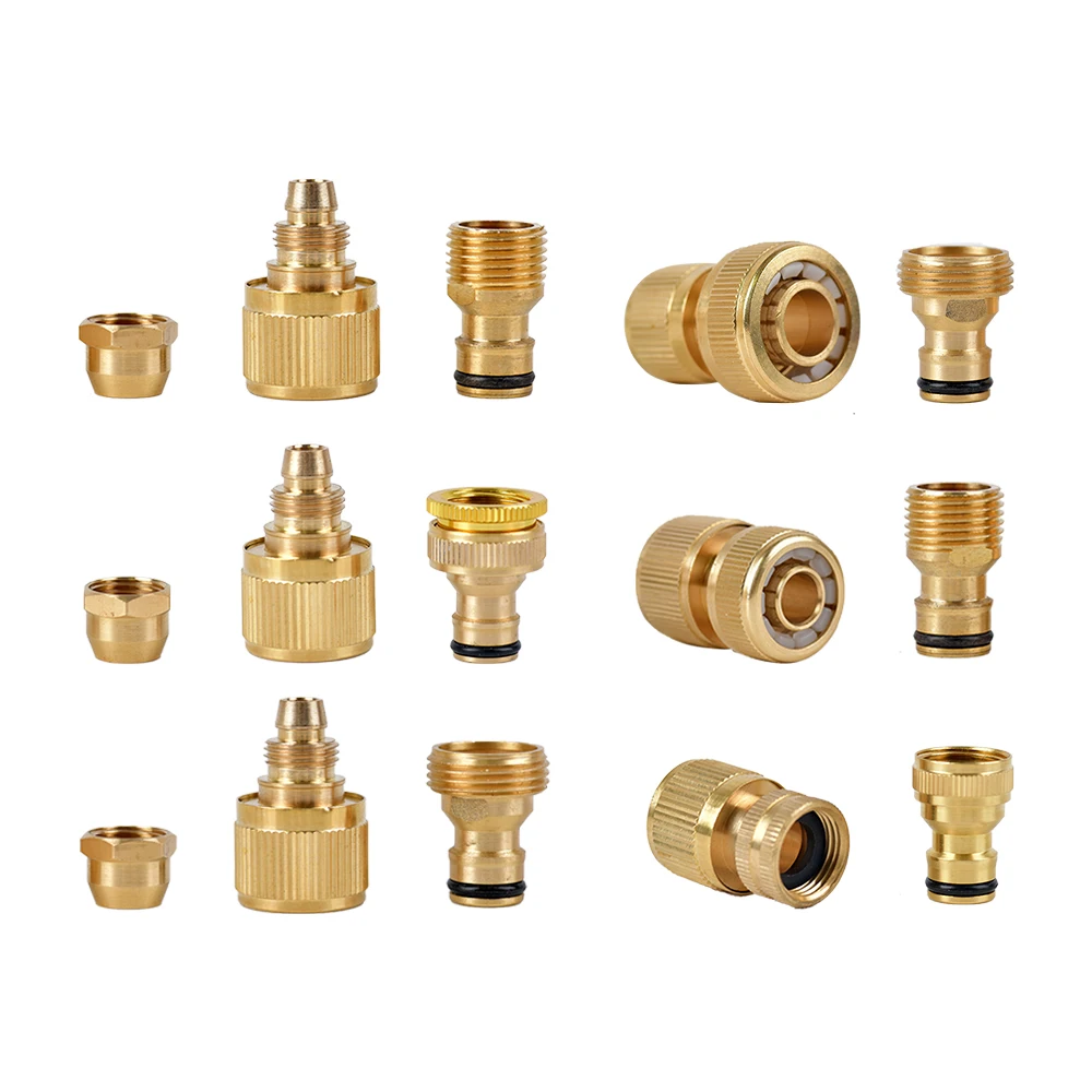 1/2 3/4 "Chủ Đề Đầu Nối Nhanh Bằng Đồng Tưới Vườn Adapter Tưới Nhỏ Giọt Đầu Vòi Bằng Đồng Đầu Nối Nhanh Phụ Kiện 1 Cái