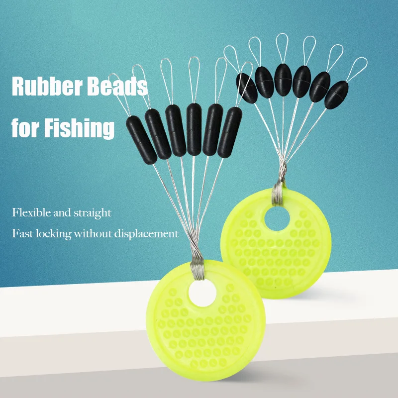 60 PCS 10 กลุ่มลูกปัดยางสําหรับตกปลาถั่ว Stopper ไม่เจ็บสายแนวตั้งถั่วปลาคาร์พอุปกรณ์ตกปลา