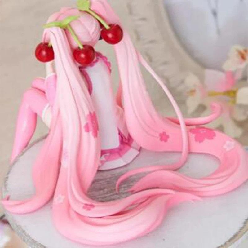 Nowa figurka anime Hatsune Miku, różowa sukienka, model PVC, zabawki akcji, dekoracja z różowego kwiatu wiśni, kolekcjonerskie prezenty.