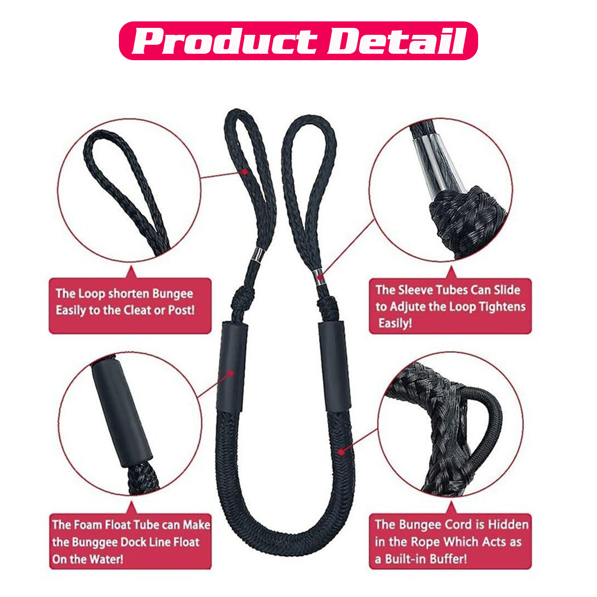 Dock Line Boat Ropes Amarração Bungee, Barco de Defesa Náutica, Material Spark Trixx, Sea Doo Acessórios, Volante