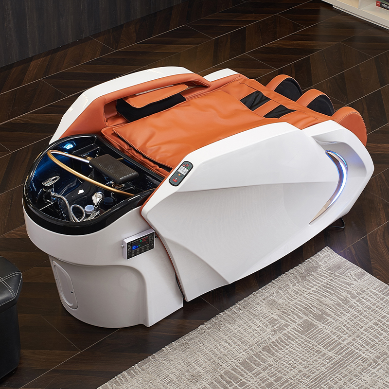 Cama de champú de masaje eléctrico para peluquería, tratamiento de cabeza, fumigación, lavado automático
