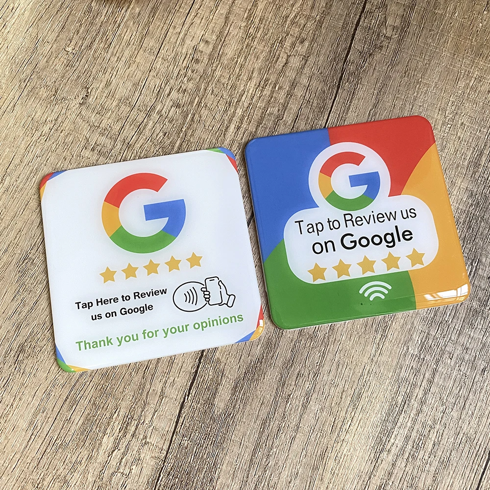 3,93 "X 3,93" Instagram Facebook Google Tripadvisor Trustpilot revisión NFC Tap Card Sign placa epoxi autoadhesiva adhesiva
